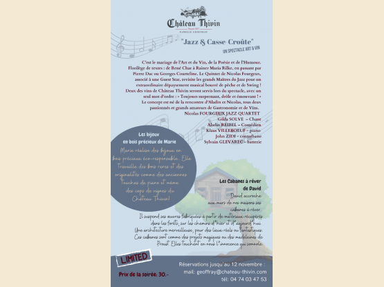 Soirée Jazz & Vin à Thivin 18 novembre 2023