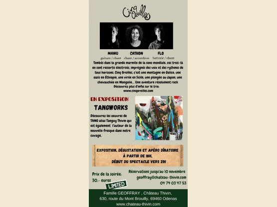 Soirée Concert & Dégustation avec Cinq Oreilles