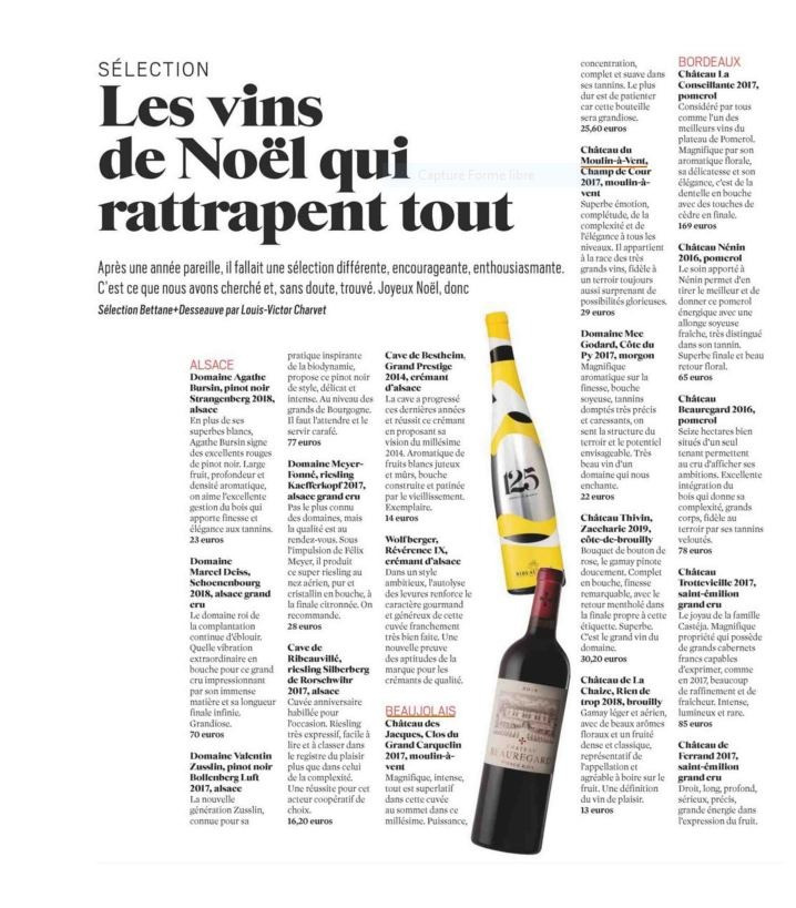 Le Journal du Dimanche "Les vins de Noël qui rattrapent tout" - 2020/11
